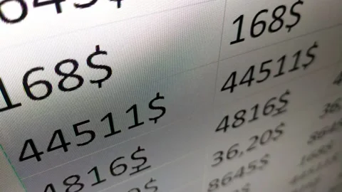 Business excel on the laptop display. number of the business excel. Stock Footage 237074847