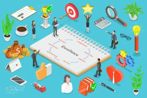 Business excellence isometric flat vector conceptual illustration. Stock Illustration