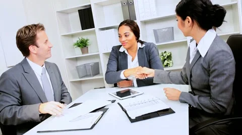Business Executive Concluding Financial Meeting Stock Footage