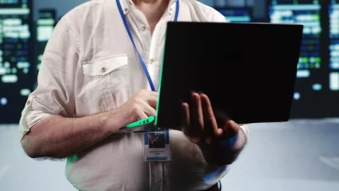 Business executive optimizes data center Stock Footage 247900259