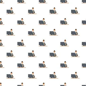 Business executive working at computer seamless pattern Illustrazione stock