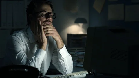 Business executive working overtime Stock Footage 89201204