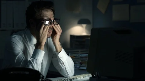 Business executive working overtime Stock Footage 89201246