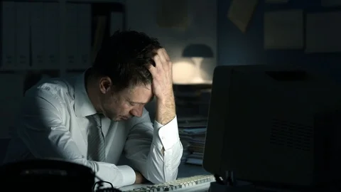 Business executive working overtime Stock Footage 89201251
