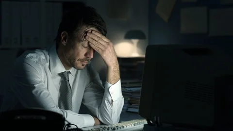 Business executive working overtime Stock Footage 89201295