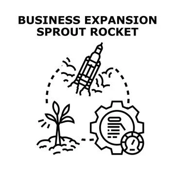 Business expansion sprout rocket development icon Illustrazione stock
