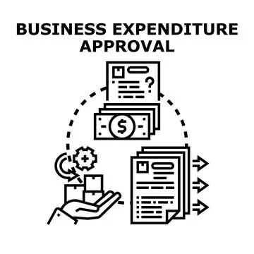Business expenditure approval process workflow concept Stock Illustration
