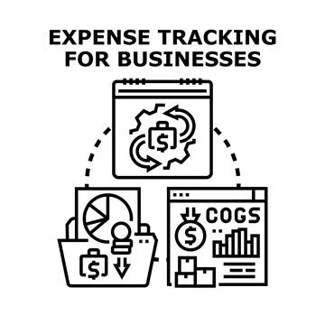 Business expense tracking managing process analyzing financial data Stock Illustration