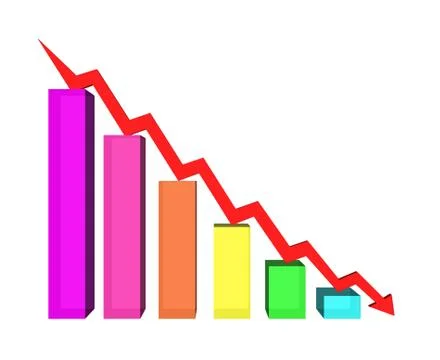 Business failure graph down Stock Illustration
