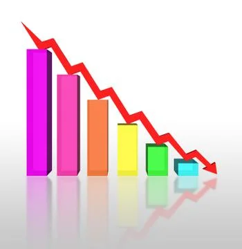 Business failure graph down Illustrazione stock