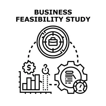 Business feasibility study process planning analysis Stock Illustration