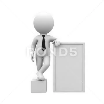 Business figure presenting on podium isolated on white background PSD Template