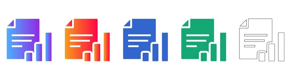 Business File and Analytics Chart Icons Stock Illustration