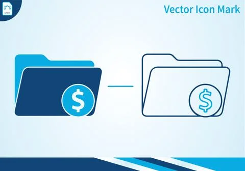 Business file folder icon set for financial data management. Ilustración de archivo