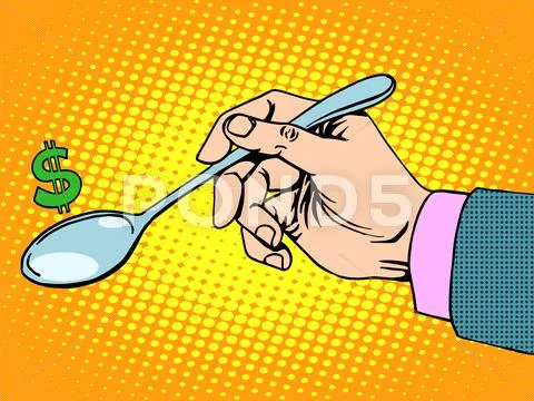 Business Finance concept sign dollar spoon Stock Illustration