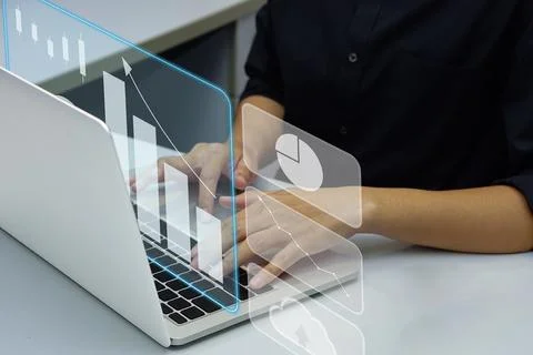 Business finance data analytics graph, profit and finance performance on vi.. Stock Photos
