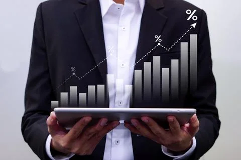 Business finance data analytics graph, profit and finance performance on vi.. 写真素材