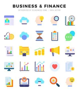 Business &amp; Finance elements. Flat web icon set. Simple vector illustration. Stock Illustration