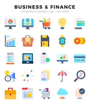 Business &amp; Finance elements. Flat web icon set. Simple vector illustration. イラスト素材