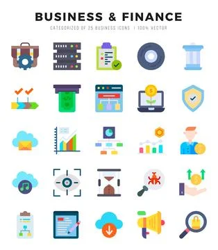 Business &amp; Finance elements. Flat web icon set. Simple vector illustration. Stock Illustration