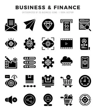 Business &amp; Finance elements. Glyph web icon set. Simple vector illustration. Illustrazione stock