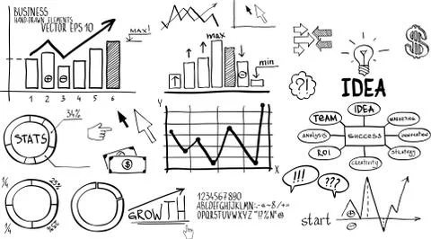 Business finance elements. Hand-drawn Stock Illustration