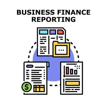 Business finance reporting analyzing data document management Stock Illustration
