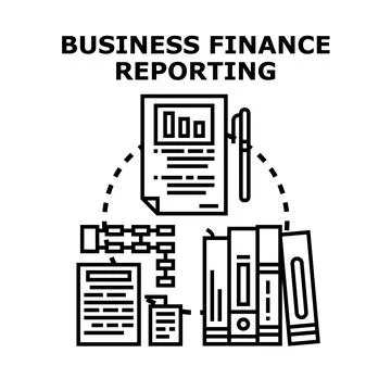 Business finance reporting analyzing data document concept Stock Illustration