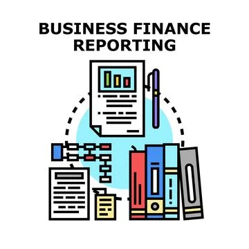 Business finance reporting analyzing data document concept Stock Illustration