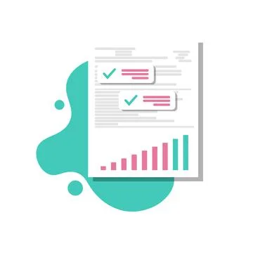 Business financial data analytics. Analysis, statistics, audit report. Documents Stock Illustration