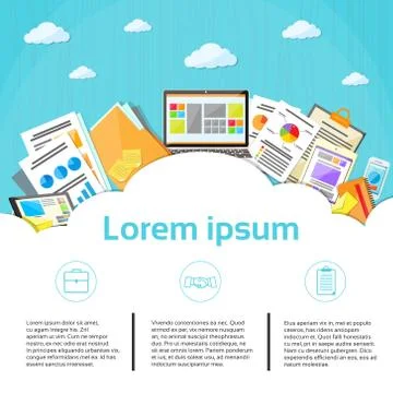 Business Financial Documents Cloud Graph Laptop Stock Illustration