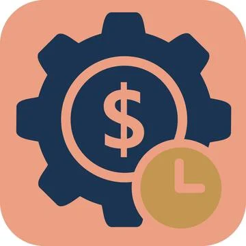 Business financial gear optimization clock icon Stock Illustration