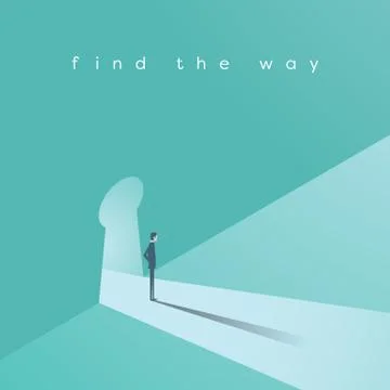 Business finding solution vector concept with businessman standing in keyhole Stock Illustration
