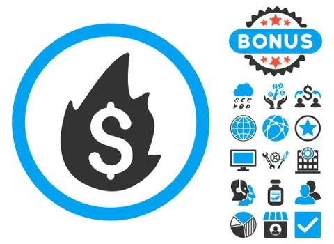 Business Fire Disaster Flat Vector Icon with Bonus Stock Illustration