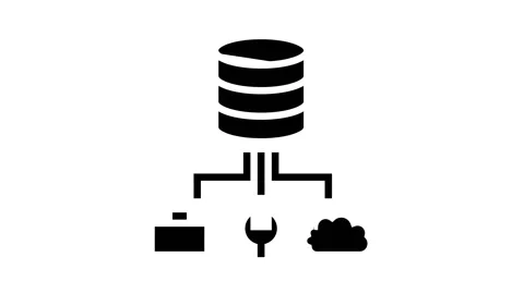 Business, fix and cloud storage digital processing glyph icon animation Stock Footage 164286096
