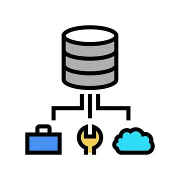 Business, fix and cloud storage digital processing color icon vector Stock Illustration
