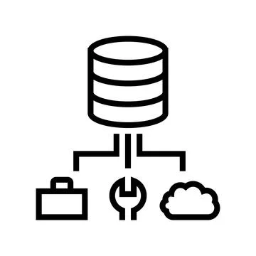 Business, fix and cloud storage digital processing line icon vector illustration Stock Illustration