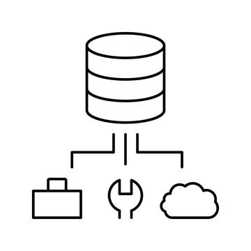 Business, fix and cloud storage digital processing line icon vector illustration Stock Illustration