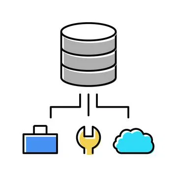 Business, fix and cloud storage digital processing color icon vector Stock Illustration
