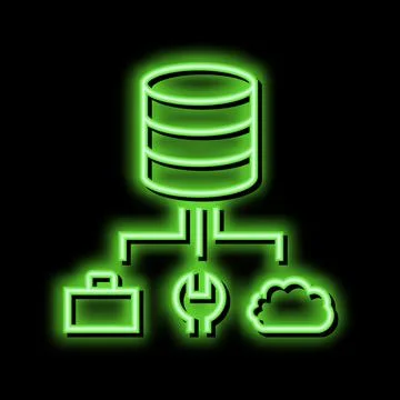 Business, fix and cloud storage digital processing neon glow icon illustratio Stock Illustration