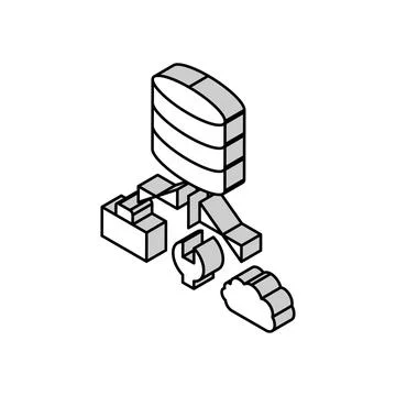 Business, fix and cloud storage digital processing isometric icon vector Illustrazione stock