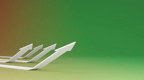 Business flat arrows point up on gradient background 3D rendering Illustrazione stock