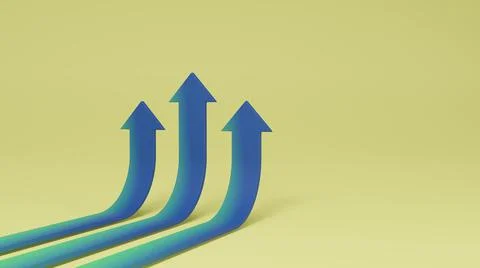 Business flat arrows point up as target growth or success 3D rendering Stock Illustration
