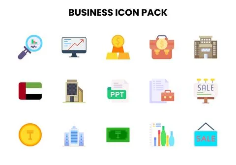 Business Flat Bundle Icons Pack Stock Illustration