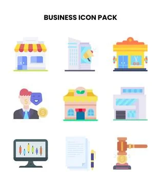 Business Flat Bundle Icons Pack Stock Illustration