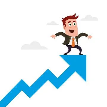 Business flat character on the arrow chart Stock Illustration