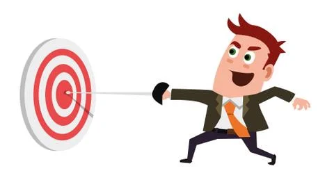 Business flat  character is hitting the target Stock Illustration