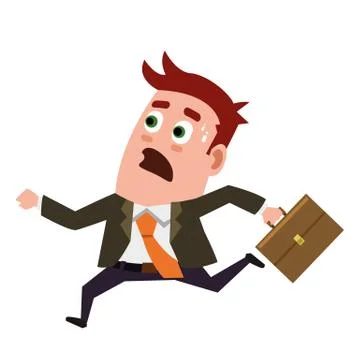 Business flat  character is running with panic. Stock Illustration