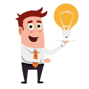 Business flat  character is served an idea. Stock Illustration
