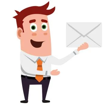 Business flat  character is showing envelope. Stock Illustration